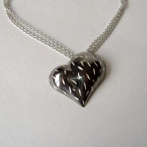 Ruthenium Sculpted Heart Pendant Sterling Silver Handmade Duclos Necklace New